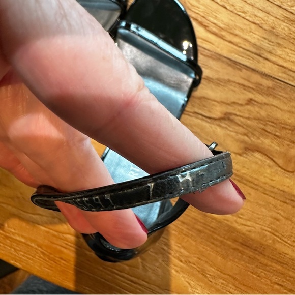 Stuart Weitzman Black Patent Leather Nudistsong Women’s Stiletto Heeled Sandals - Picture 12 of 13